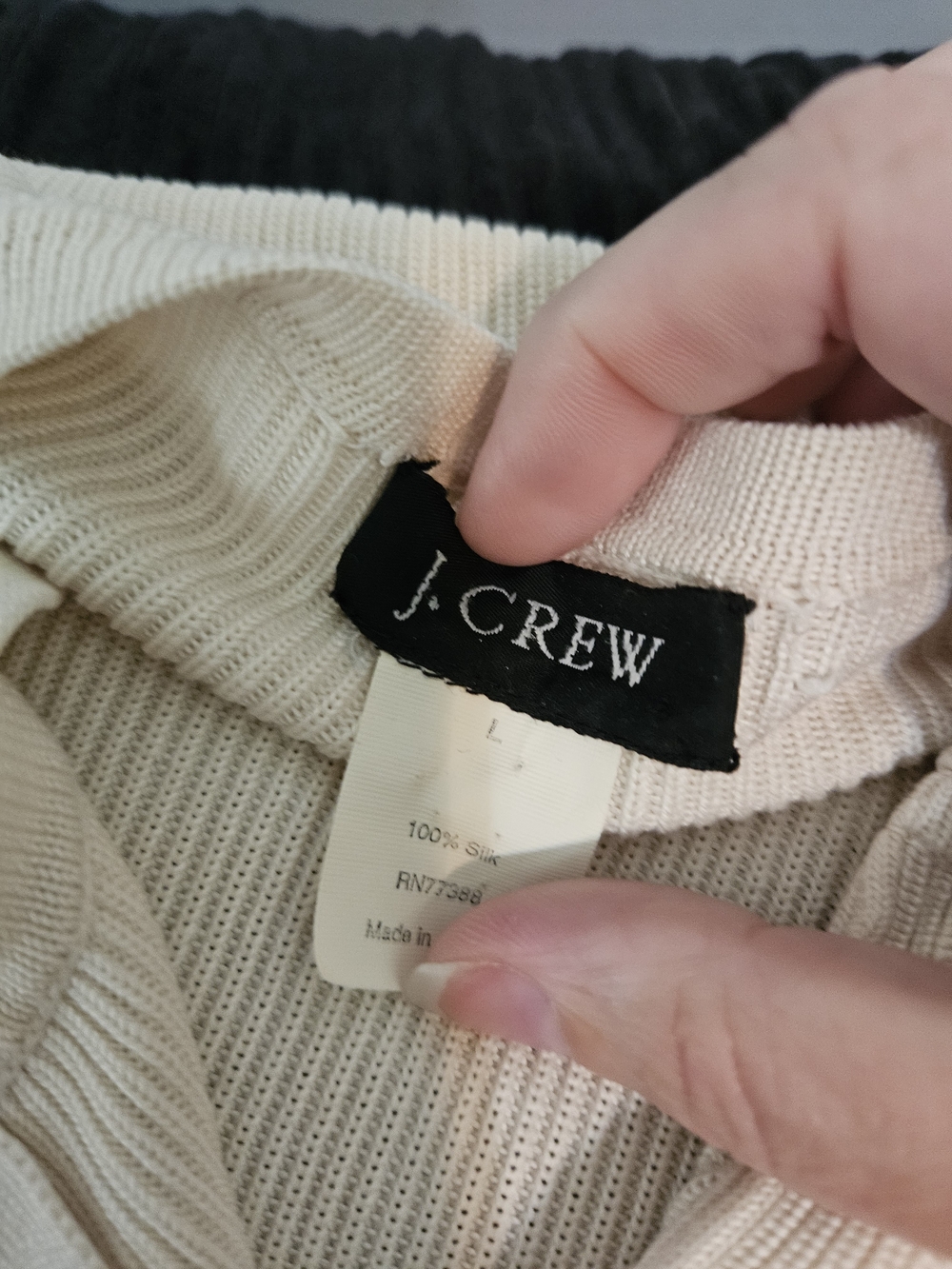 J. Crew Light Cream Ribbed Button-Front Cardigan - Picture 2 of 2